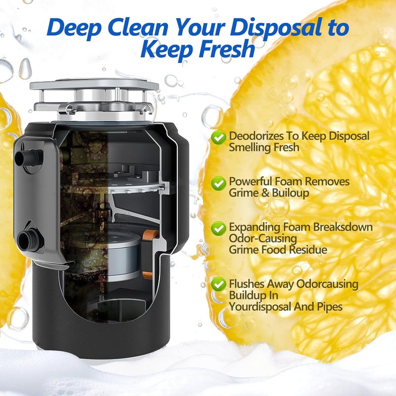 USKICH Garbage Disposal Cleaner Deodorizer Tablets 26Pack,XL Powerful Foaming Kitchen Sink Cleaners- Fresh Lemon Scented Disposal Cleaner, Natural Drain Garbage Disposer Cleaning- 1 Year Supply - Image 3